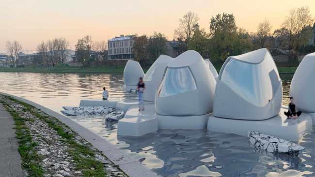 维斯瓦河上的漂浮共享办公室 概念设计